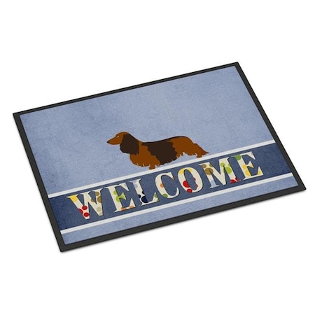 Carolines Treasures Carolines Treasures BB8287MAT Longhaired Dachshund Welcome Indoor or Outdoor Mat - 18 x 27 in. BB8287MAT